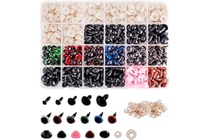 Meafeng 600 Pcs Colorful Plastic Safety Eyes and Noses with Washers, Safety Eyes for Stuffed Animal, Amigurumi Eyes Doll Plus