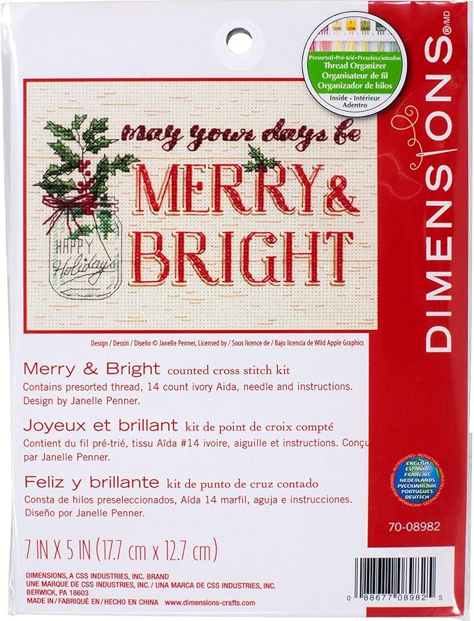 Dimensions Mason Jar Counted Cross Stitch Kit 18 X 7 14 Count White Aida Counted Kits Cross Stitch