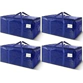 4 Pack Extra Heavy Duty Large Moving Bags with Strong Zipper &amp; Carrying Handles, Sturdy Clothes Storage Bags Totes Bins, Packing Moving Boxes College Supplies, Dark Blue - 24 gal