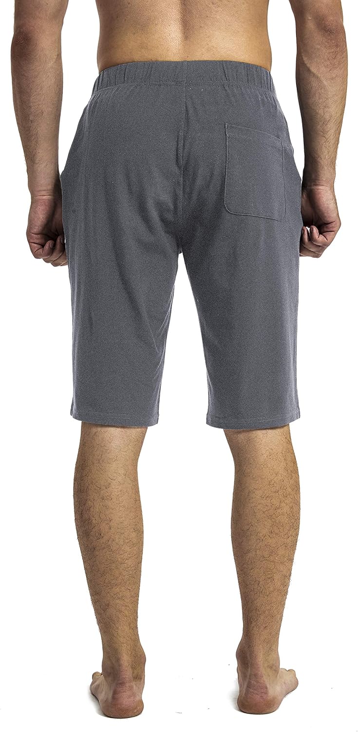 N-A Men's Yoga Shorts Cotton Running Athletic Sweat Loose Long Shorts with Pockets for Indoor Home Gym Exercise: Clothing