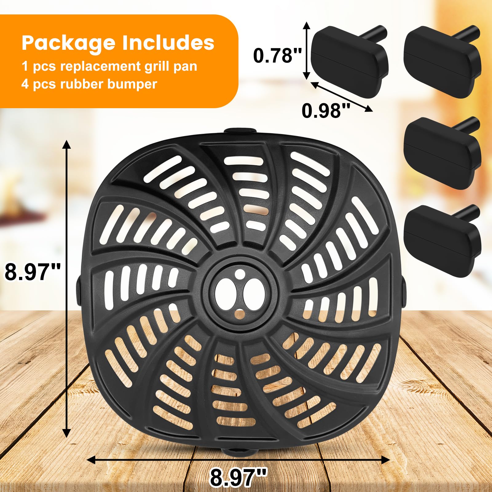 Air Fryer Accessories for Gourmia GAF798 GAF716 7QT Air Fryer, Food Grade Nonstick 8.97''*8.97'' Air Fryer Replacement Parts Rack Tray Grill Pan Grill Plate Crisper Plate, Dishwasher Safe