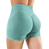 YEOREO Women's Workout Gym Shorts 4.5" Colinne Butt Lifting Hidden Scrunch Seamless Impact Booty Biker Shorts