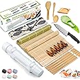 SmileTools Sushi Making Kit, 22-in-1 Sushi Roller Kit with Bamboo Sushi Rolling Mat, Sushi Bazooka, Avocado Knife, Sushi Knife, Chopsticks, Sauce Dishes, Rice Spreader & More DIY Sushi Party Gift