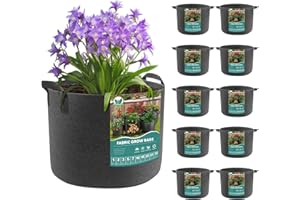 HYDGOOHO Plant Grow Bags 5 Gallons-10 Pack Multi-Purpose Nonwoven Fabric Pots with Durable Handles,Outdoor Garden Plant Pots for Vegetables Fruits Flowers Herb Succulent Bonsai Plants (Black)