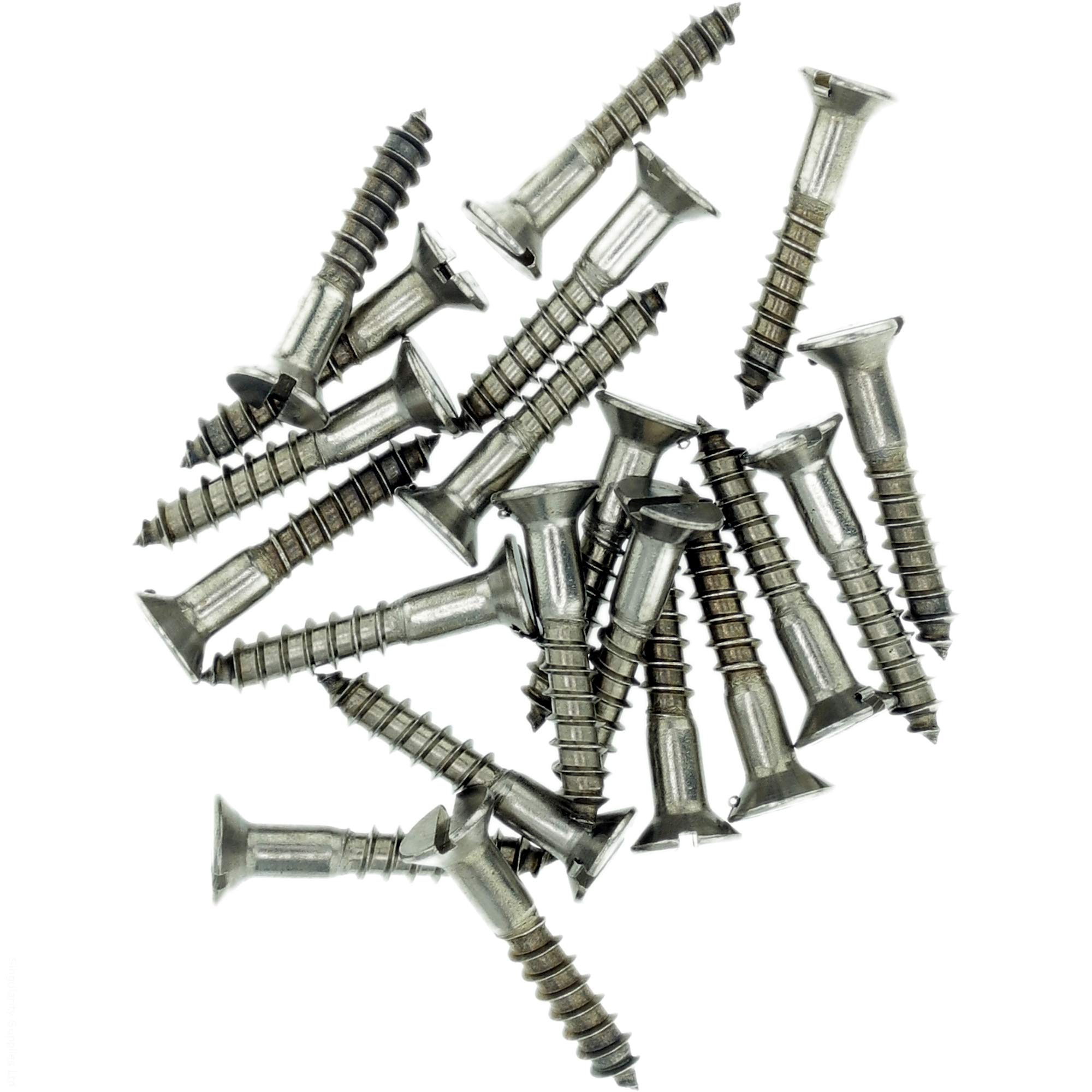 No.10 x 1.98 (5.0mm x 50mm) Slot Countersunk Wood Screw - Stainless Steel (A2) (Pack of 20)