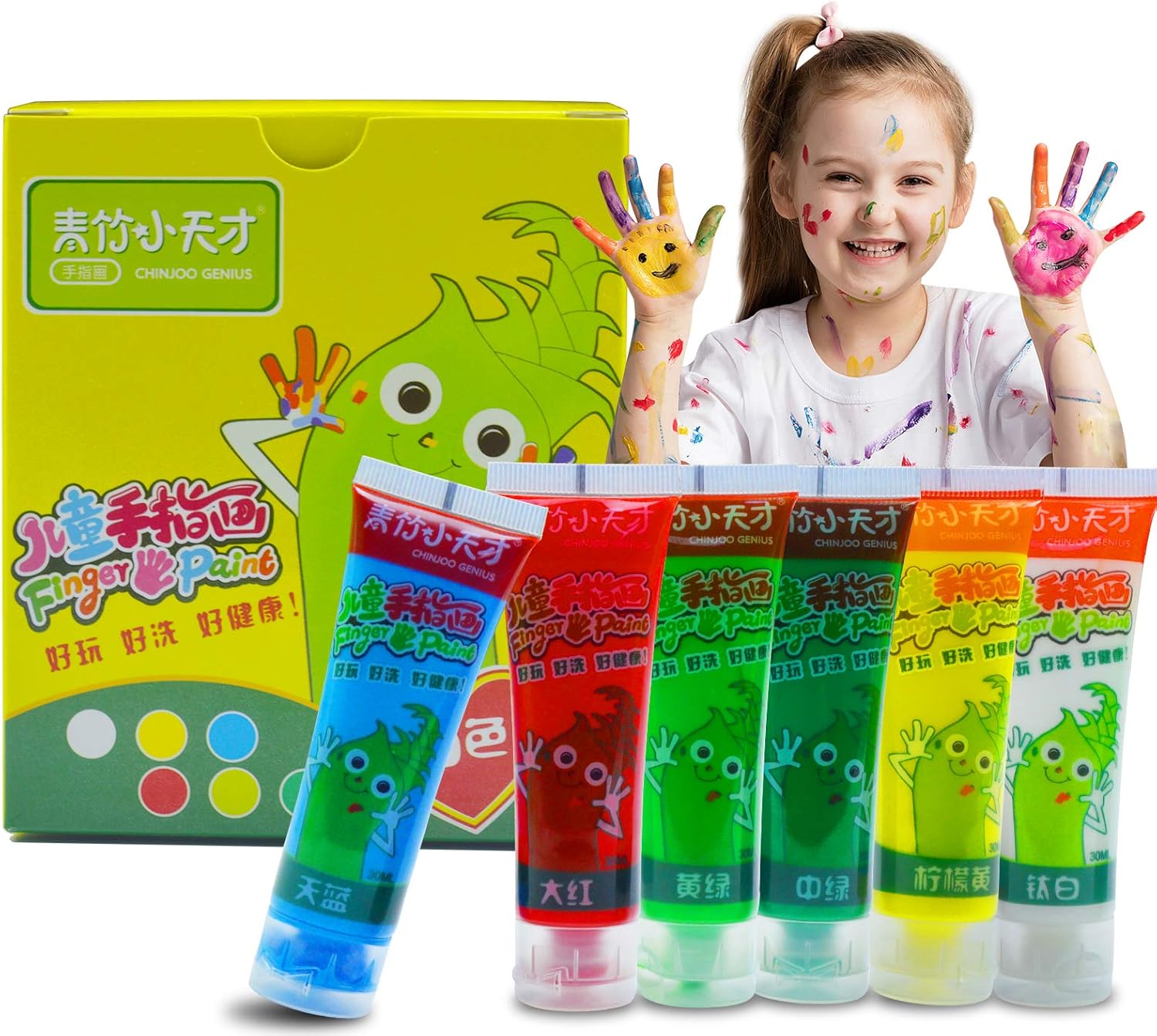 Washable Finger Paint Set ​for Kids dders Non-Toxic Fingerpaints Kitfor Kids, School, DIY, Craft Painting (6 color): Toys & Games