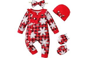 Mikrdoo Newborn Infant Baby Girl Clothes Fall/Winter Outfits One-Piece Long Sleeve Zipper Rompers with Headband for 0-18M