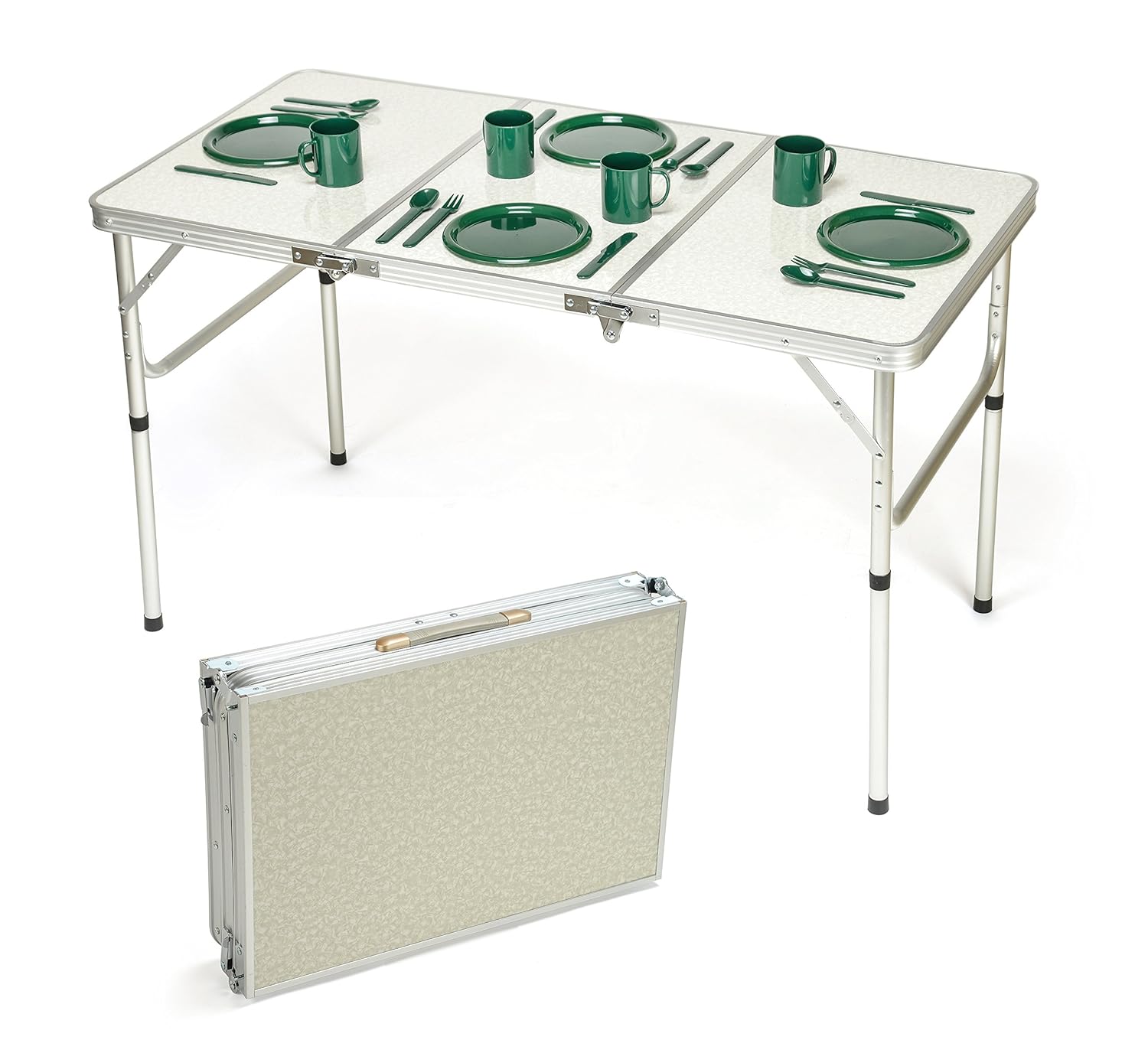 Portable Adjustable Lightweight Aluminum Folding Table by Trademark