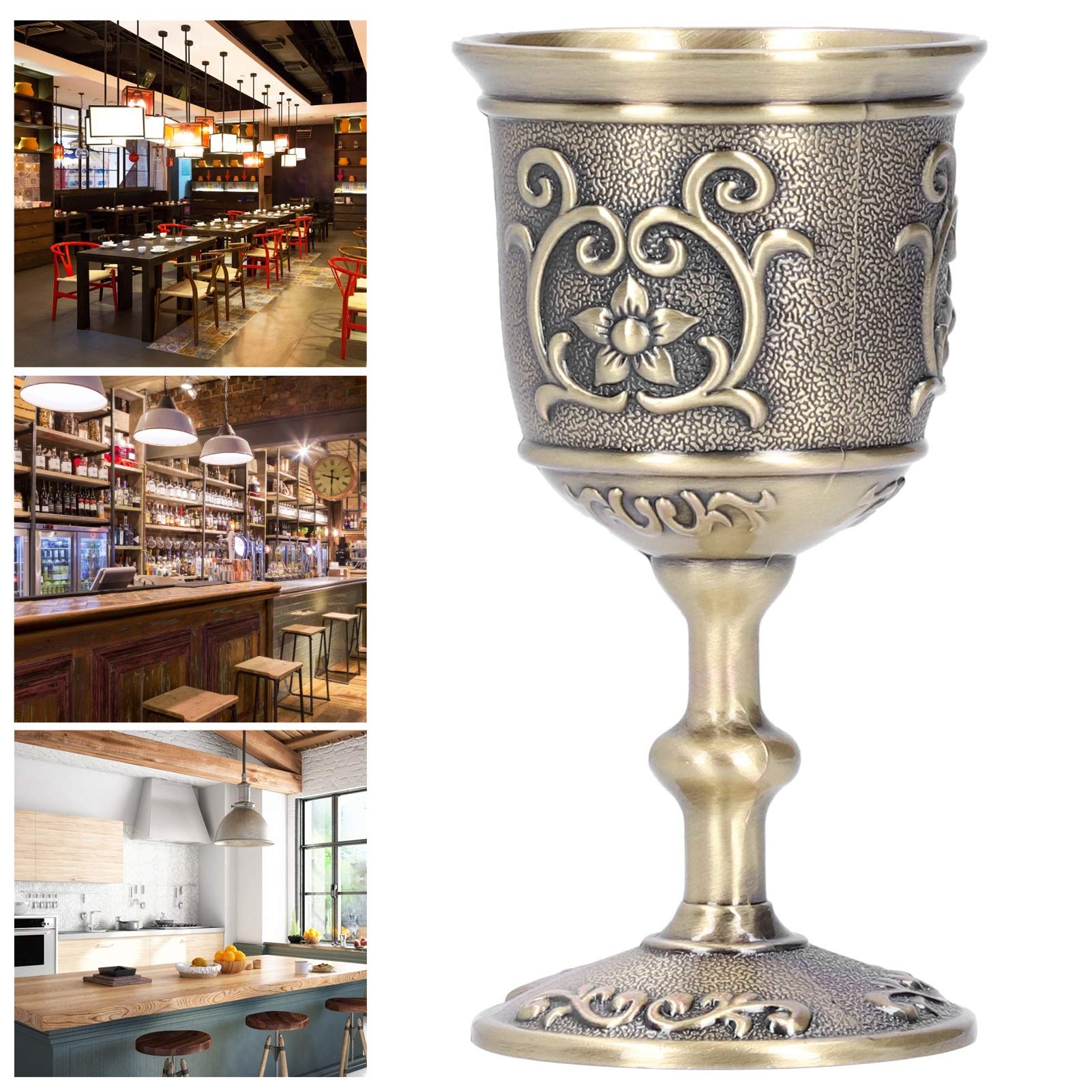 Vintage Drinking Vessel Qianlong Metal Copper Handmade Glass, Seven Kingdoms Game of Thrones Goblet for Party Wedding(Large)