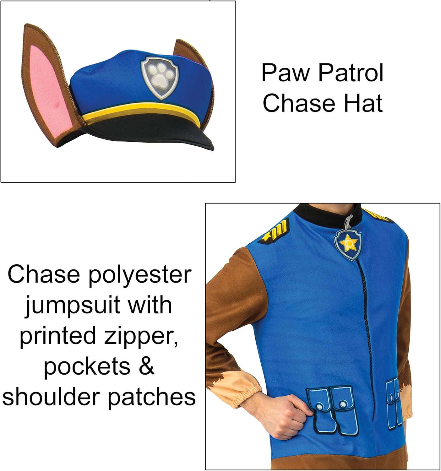 Rubie's 701040 Paw Patrol Chase Costume Jumpsuit Adult Sized, Shown, X-Large, XL - Image 3