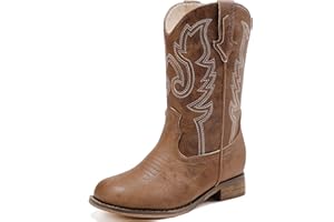 Motasha Girls Cowgirl Boots Unisex-Child Mid Calf Toddler Cowboy Boots Little Kids Western Boots Fashion Riding Shoes