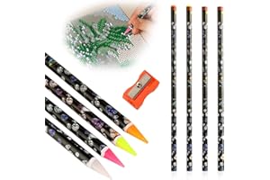 TELOOCO 8Pcs Rhinestone Picker Tool Self Adhesive Wax Pencil Diamond Art Tools Rhinestone Applicator Nail Point Drill Pen Resin Picker Dotting for Nail Art DIY with Pencil Sharpener