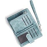 RNIEGA Womens Wallet Small Bifold Leather Wallets Women RFID blocking Ladies Wristlet with Card holder ID window Coin Purse