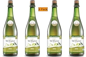 Val de France, Non-Alcoholic, Reduced Calorie, Organic and OU Kosher Sparkling Juice (Apple), 25.4 Fl Oz (Pack of 4)