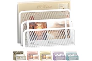 SUPEASY Mail Organizer, Desktop File Organizer Mesh Metal Mail Holder Countertop with 3-Slot, Letter Sorter File Holder, Offi