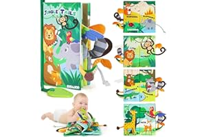BBWOO Soft Baby Book - Baby Toy - Newborn Boys Girls Shower Gift - Tummy Time Toy for Infant 0-6 6-12 Months - Touch and Feel Sensory Crinkle Book with Teether for Toddler