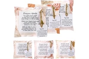 Tudomro 6 Pcs Mini Prayer Quilt with Cross Inside Morandi Color Vintage Pocket Scripture Prayer Quilt Squares Sympathy Christian Gifts for Women Pastor Appreciation