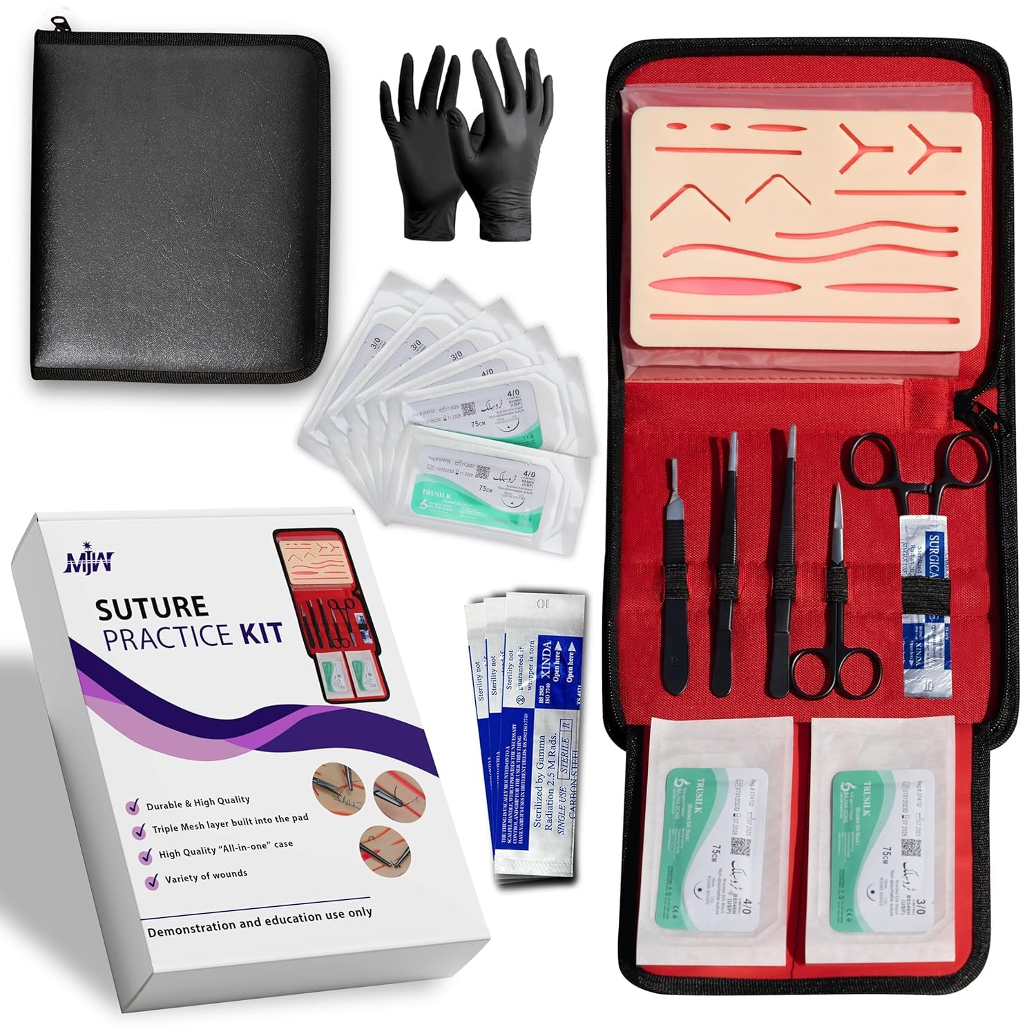 Suture Practice Set Gift for Students, Veterinarians and Nurses Reusable Silicone Suture Pad For Training Purposes