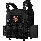 Tuxapo Tactical Molle Quick Release Buckles Vest with Triple mag Pouch Set Laser Cutting Lightweight Adjustable Vests