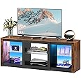 WLIVE LED TV Stand for 65-Inch TV, 58-Inch Entertainment Center with Adjustable Glass Shelves, Modern Media Console for Living Room & Bedroom, Rustic Brown