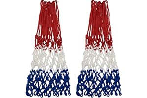 Sanung Basketball Net, All Weather Thick Tri-Color Basketball Hoop Net for Competition Training, Standard 12 Loops Replacement for Indoor Outdoor Use, 2 Pack