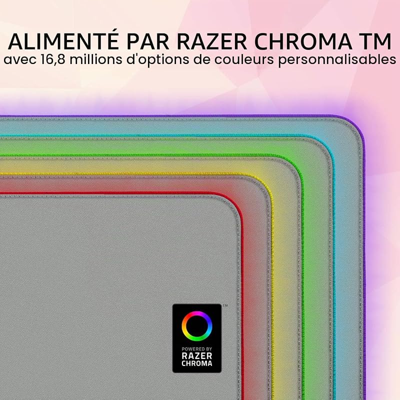 Goliathus Extended Chroma - Tapis de Souris Gaming XXL Extra Large et Doux avec éclairage RGB (Support de câble, Surface en Tissu, Bord matelassé) Quartz Rose
