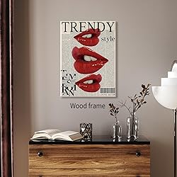 Trendy Y2k Newspaper Wall Art Vintage Red Lips Kiss