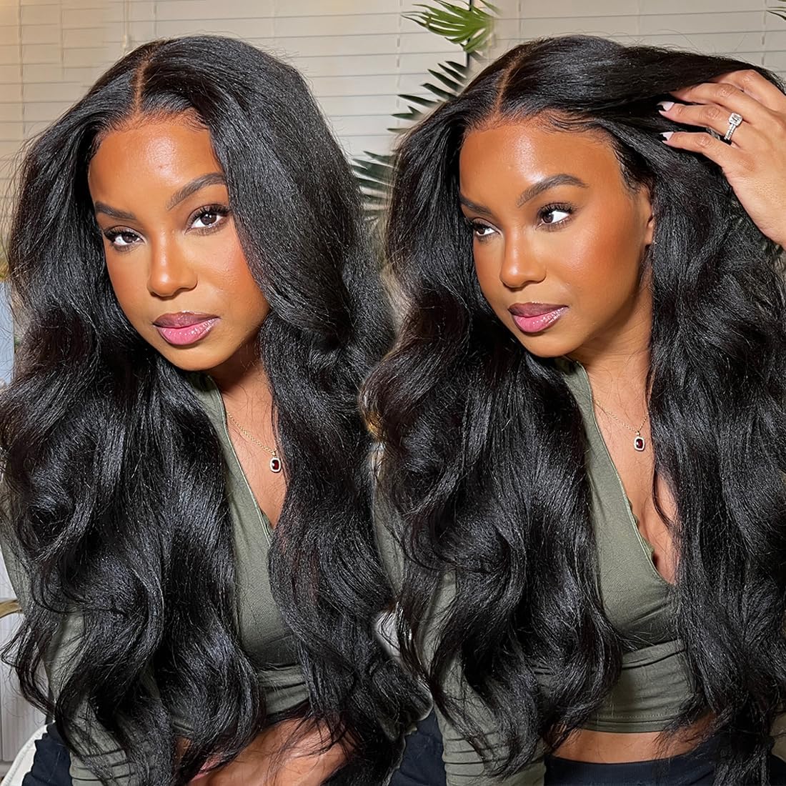 Photo 1 of *USED*
Ladoux 13x6 Lace Front Kinky Straight Wig HD Transparent Yaki Straight Frontal Closure Human Hair Wigs for Women 14Inch 180% Density Glueless Wig Pre Plucked With Baby Hair