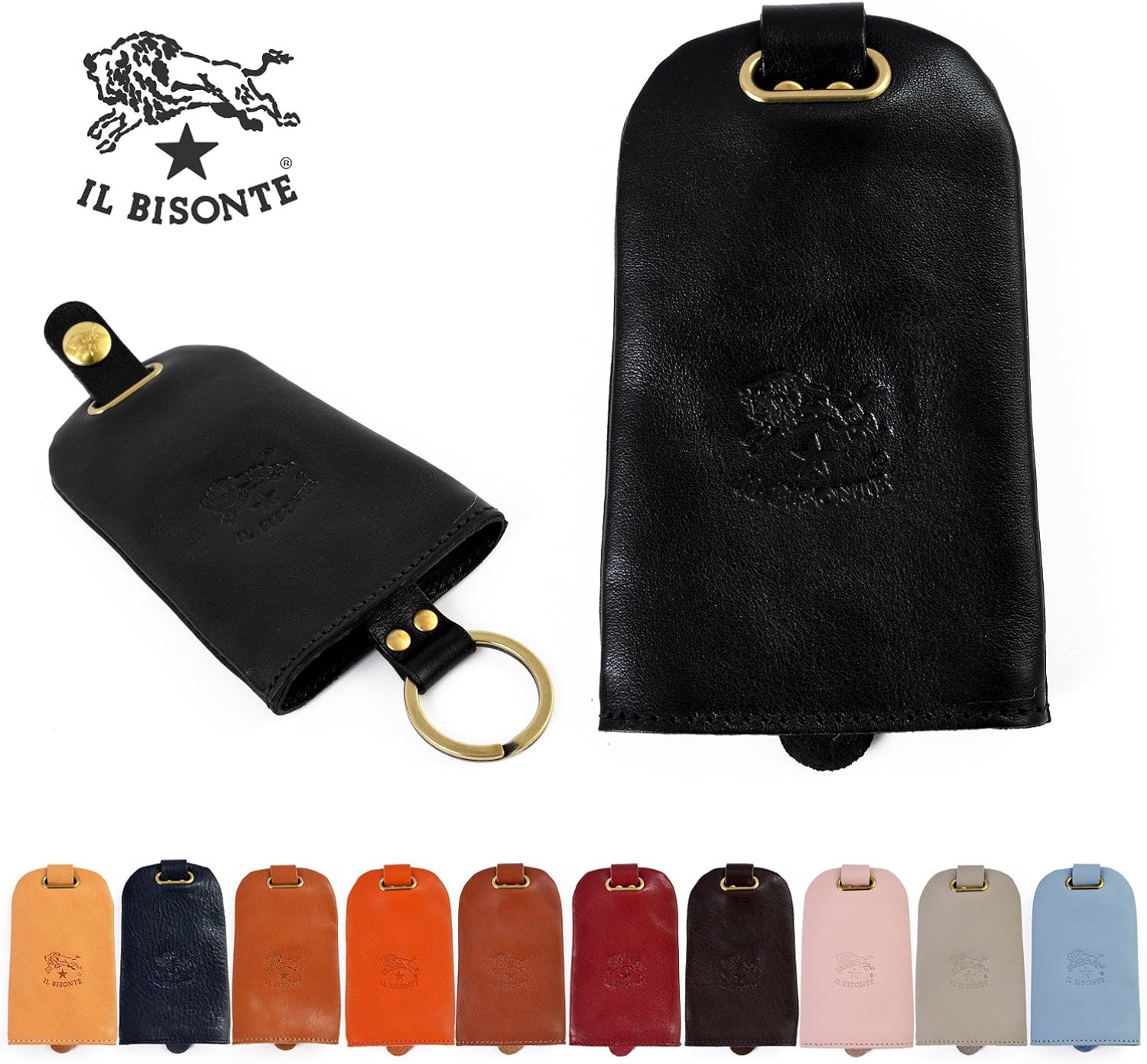 Amazon イルビゾンテ Il Bisonte ベル型 レザー キーケース キーリング C0330 本革 ヌメ Il Bisonte イルビゾンテ バッグ スーツケース