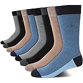 Calvin Klein Mens Dress Socks - 8 Pack Soft Cotton Blend Work Crew Socks for Men for Casual Business & Formal Wear