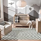 jinchan 5x7 Checkered Area Rugs for Kids Room - Machine Washable Soft Rug Modern Geometric Lattice Non-Slip Carpet for Nursery Playroom Classroom Living Room Bedroom Dining Room Home Office Grey