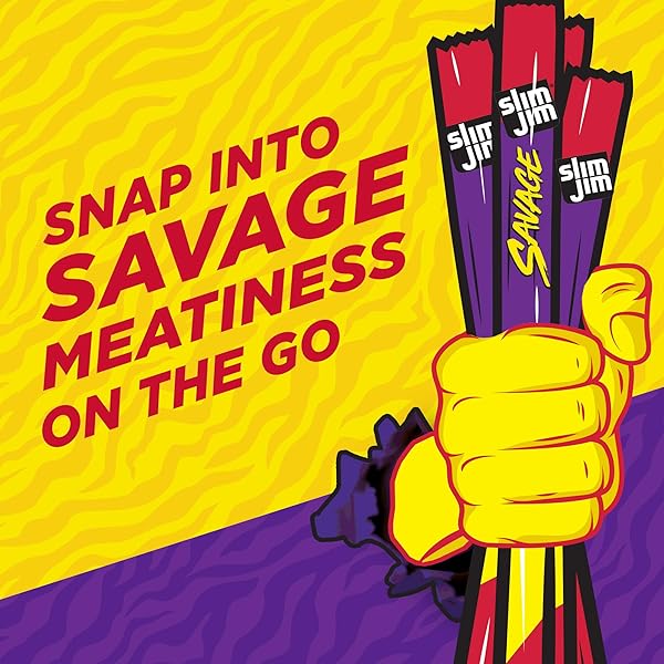 SLIM JIM SAVAGE ORIGINAL FLAVOR SMOKED SNACK STICKS, KETO FRIENDLY SNACK, MEAT SNACKS, 3 OZ. 12 COUNT