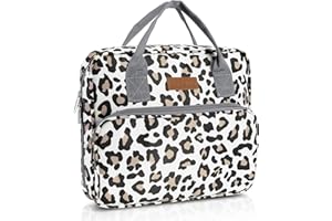 Losong Bible Cover for Women, Large Bible Carrying Book Case with Multi-Pockets Organizer Church Tote for Girls Catholic Gifts, Fits for Study Bible Protective Bag Leopard