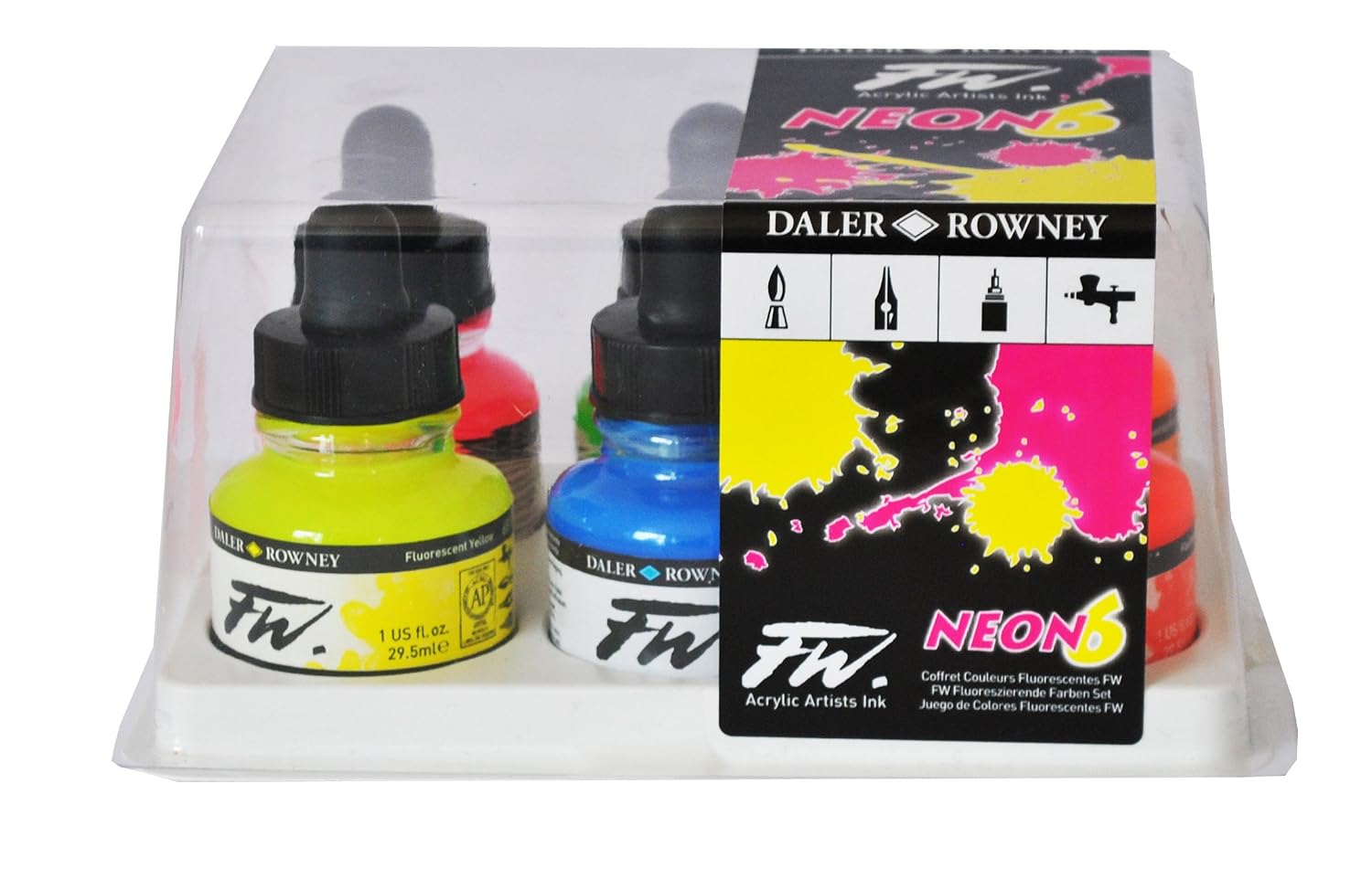 FW NEON COLOURS SET (6), red, 30 ml