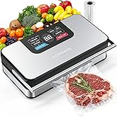95kPa Powerful Vacuum Sealer for Food, Fully Automatic 10-in-1 Vacuum Sealer Machine with Easy Handle, Built-in Cutter & Roll Storage, Digital Countdown Display, Premium Stainless Steel Design