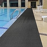 PVC Drainage Floor Mat Non-Slip Commercial Wet Area Mat for Outdoor and Indoor Restaurant Kitchen Bar Swimming Pool Splash Matting Water Drain Flooring Mat (Black, 3FTX10FT)