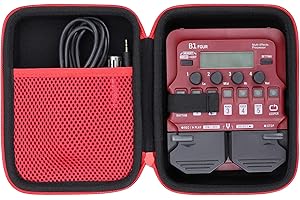 co2crea Hard Carrying Case for Zoom G1 B1 A1 FOUR Bass Guitar Multi-Effects Processor Pedal (Red Case)