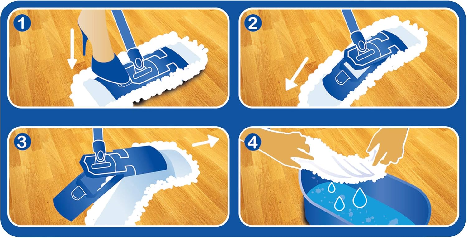Spontex Extra Flat Mop Microfibre Refills, Pack of 2, White, Refills 2pk - Image 4