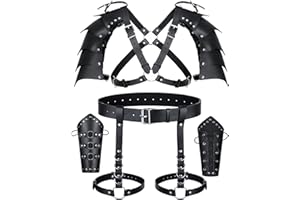 ALAMIYA Medieval Knight PU Leather Leggings Corset Belt Shawl Renaissance Shoulder Cape Scarf Bracers Accessories