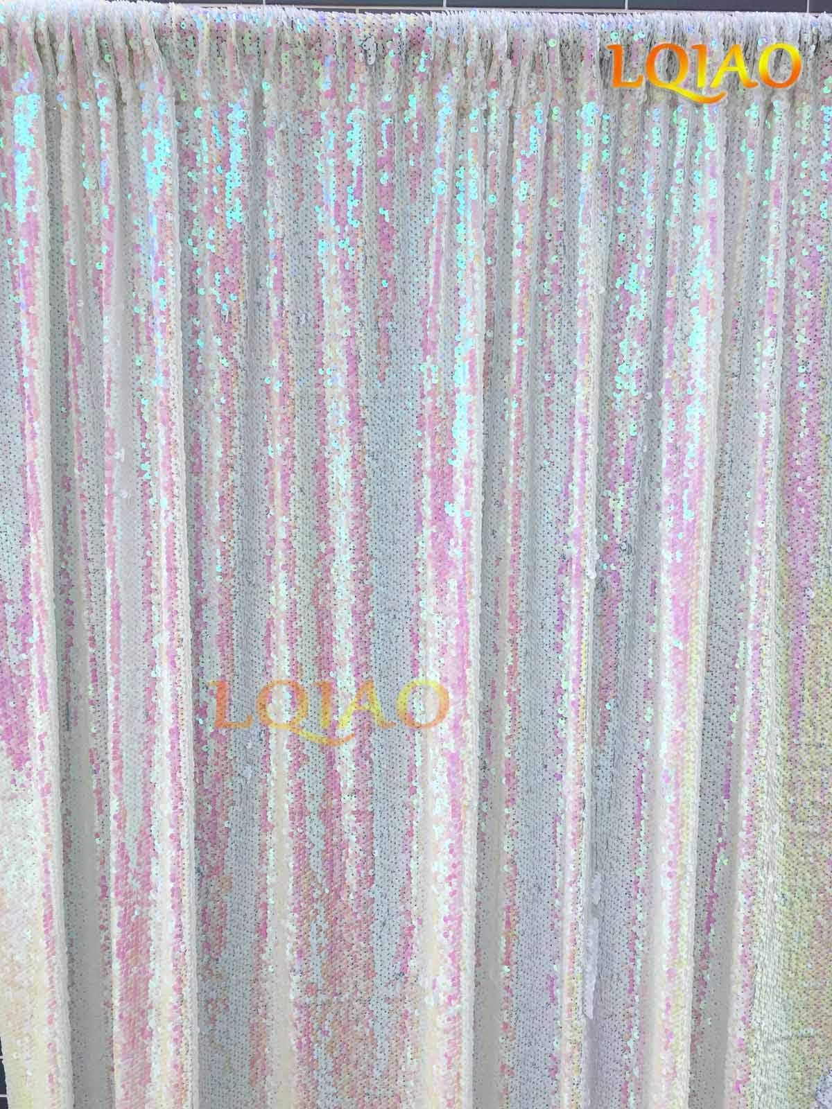 LQIAO 4x6FT Iridescent White Sequin Fabric Mermaid Fish Scale Design Reversible Sequin Fabric Photography Backdrop Baby Ceremony Party DIY