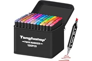 Tongfushop 120 Colors Alcohol Markers, Double Tip Blender Art Drawing Markers Set, Professional Permanent Sketch Pens for Art