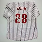 Facsimile Autographed Alec Bohm Philadelphia Pinstripe Reprint Laser Auto Baseball Jersey Size Men's XL