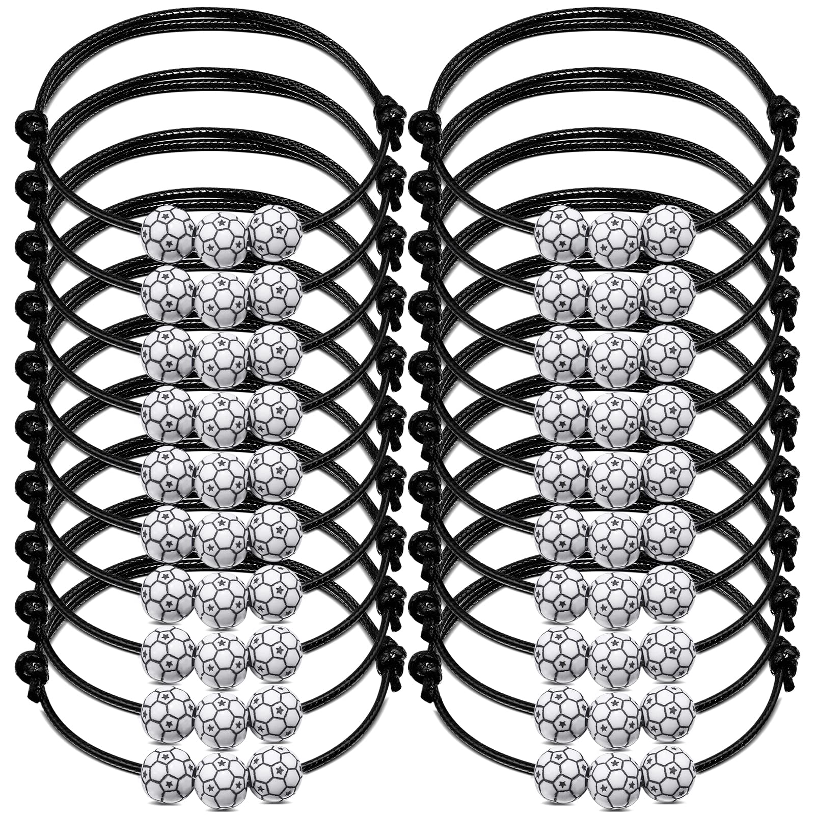 HLenyoy 20Pieces Football Charm Bracelets Friendship Bracelets for Kids Boys Men Adjustable Inspirational Bracelets Football Party Favors Gift Bag Fillers