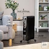 Russell Hobbs 2kW Oil Filled Radiator 9 Fin Portable Heater Black -AZ view 9