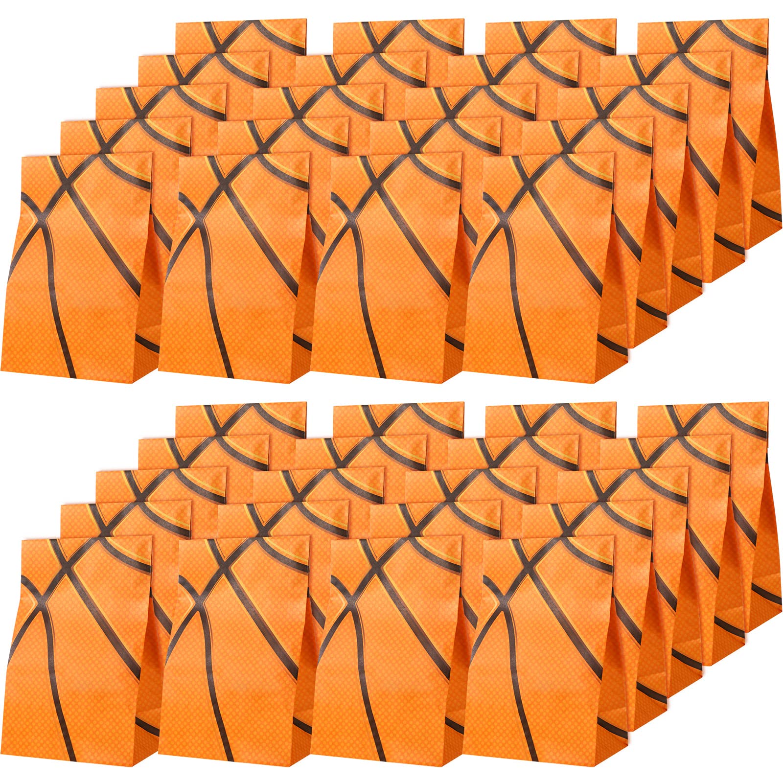 40 Pieces Basketball Party Favors Bags for Basketball Birthday Party Decorations Supplies Goody Treat Candy Paper Bag Birthday Sport Themed Party Bag for Kid Teens Adults