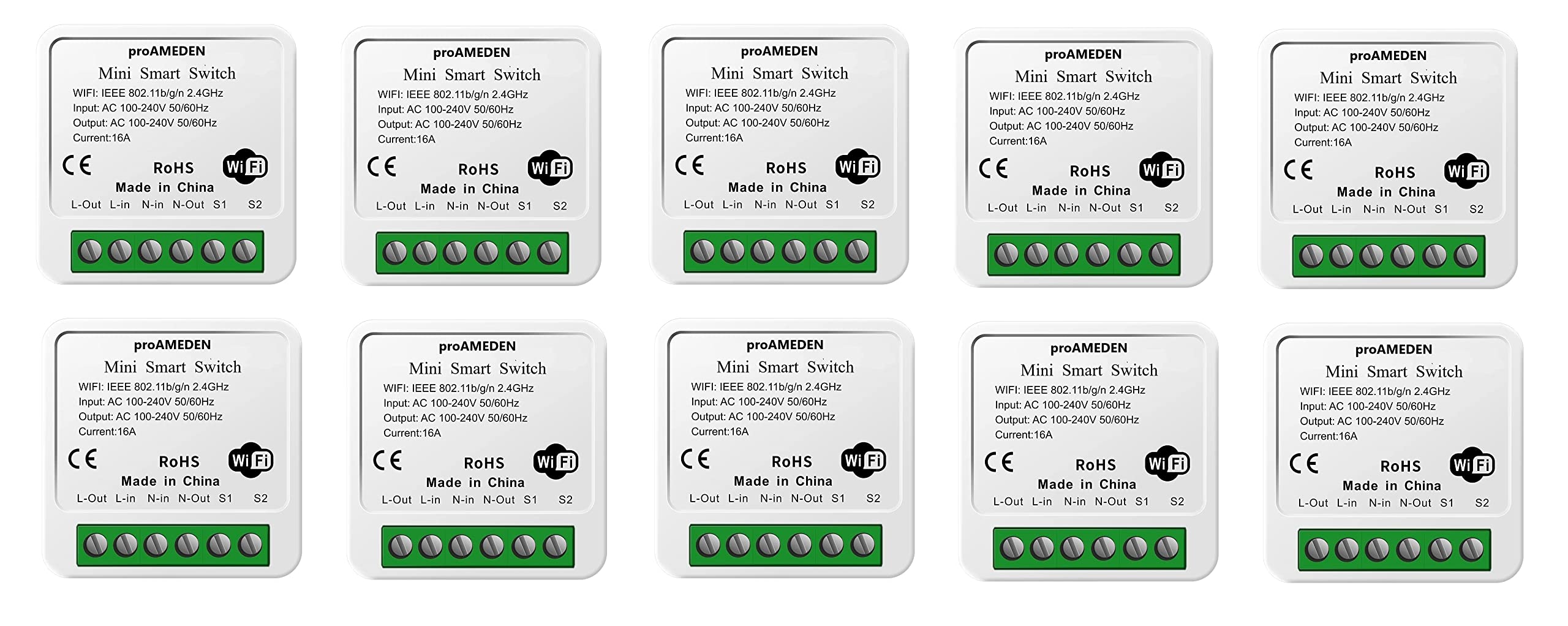 proAMEDEN 16A WiFi Smart Switch, MINI Smart WiFi Switch Module, Tuya/SmartLife app, Compatible with Alexa, Google Home (10)