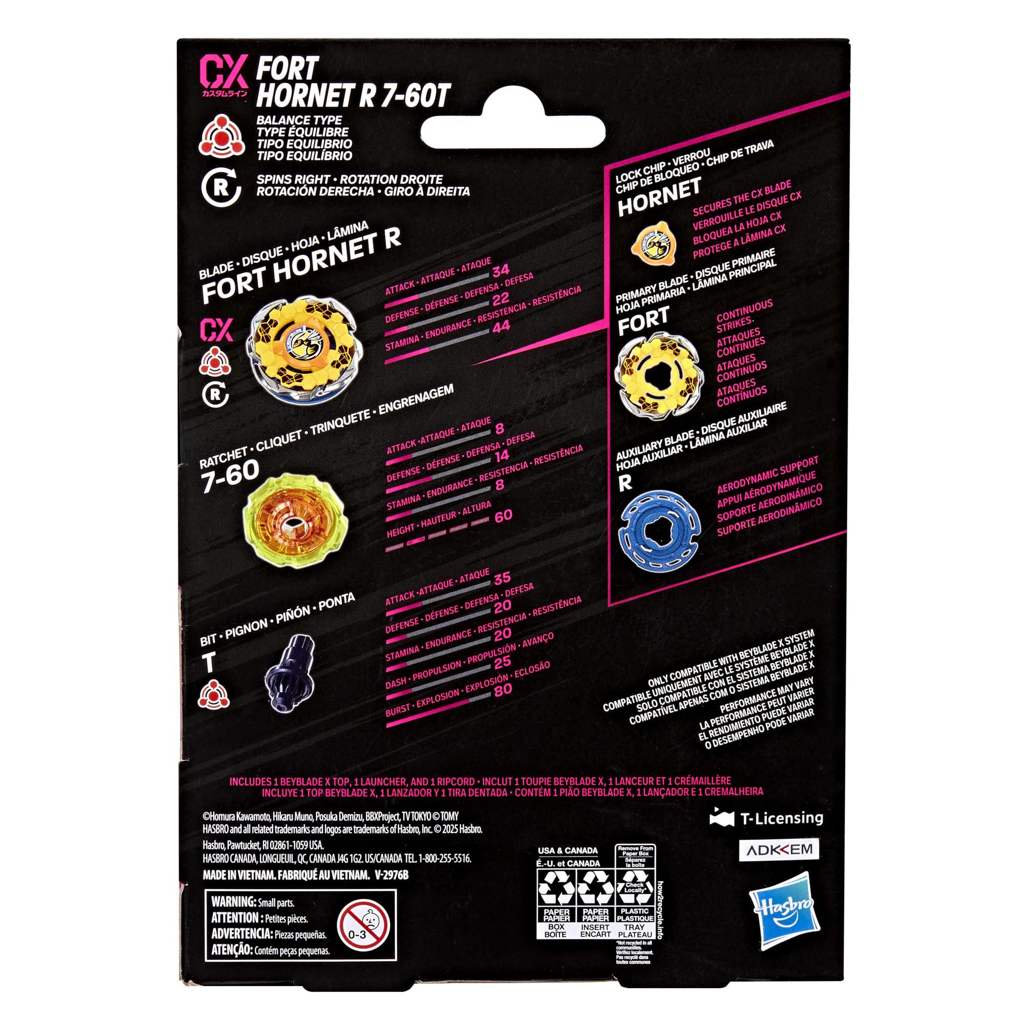 Beyblade X Fort Hornet R 7-60T CX Starter Pack Set, Takara Tomy Balance Type Top and Launcher, Battling Tops Game Toys, Ages 8+