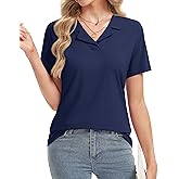 YUCOLEN Womens Polo Shirts V-Neck Lapel Collared UPF 50+ Short Sleeve Tee Business Casual Tops Trendy Summer Work Shirt