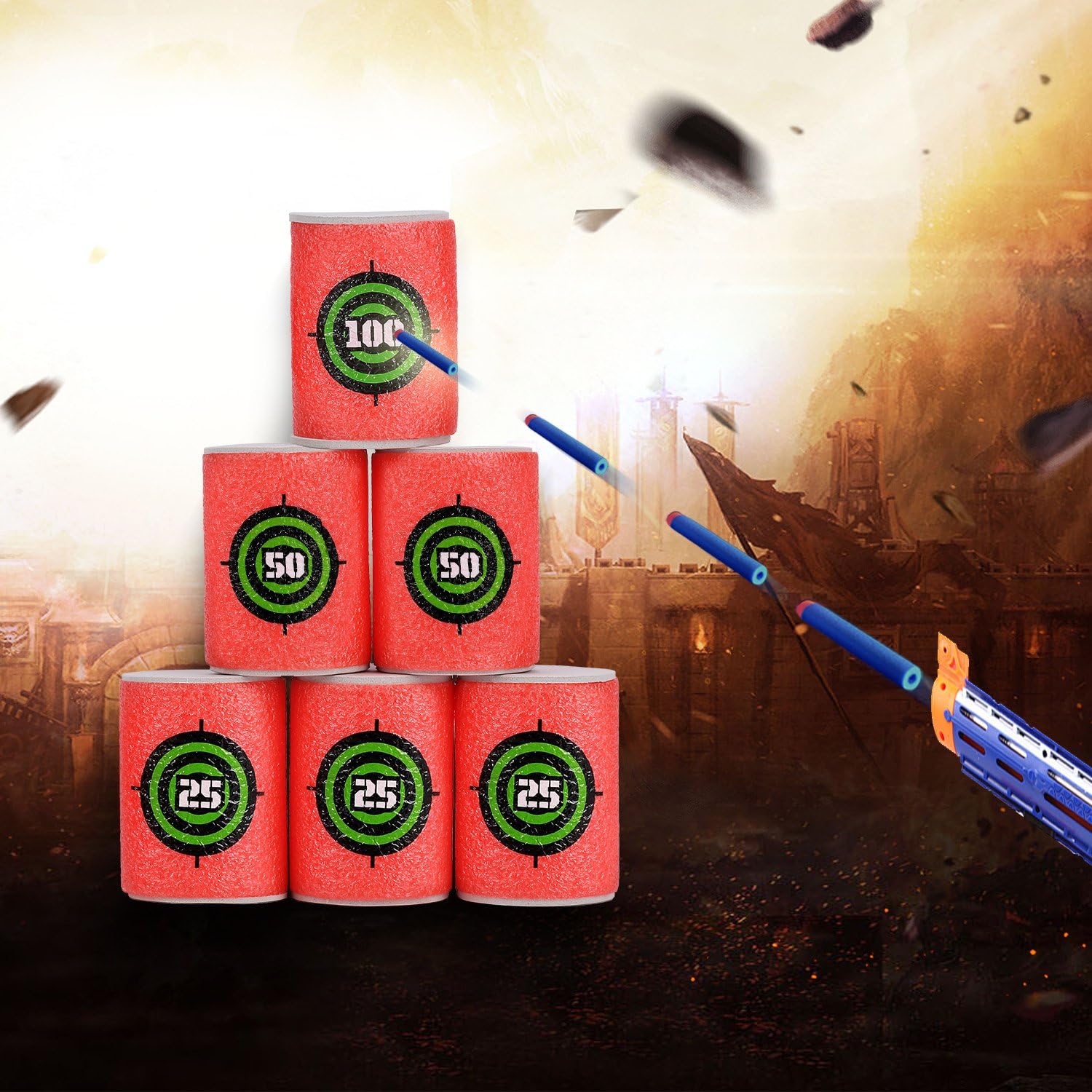 Yosoo 6 Pcs Dart Foam Gun Shoot EVA Soft Bullet Target Kids Toy For ...
