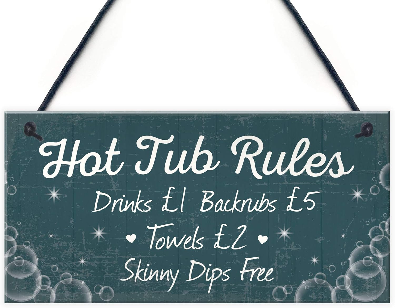 Hot Tub Rules Hanging Novelty Garden Plaque shed Jacuzzi Pool Funny